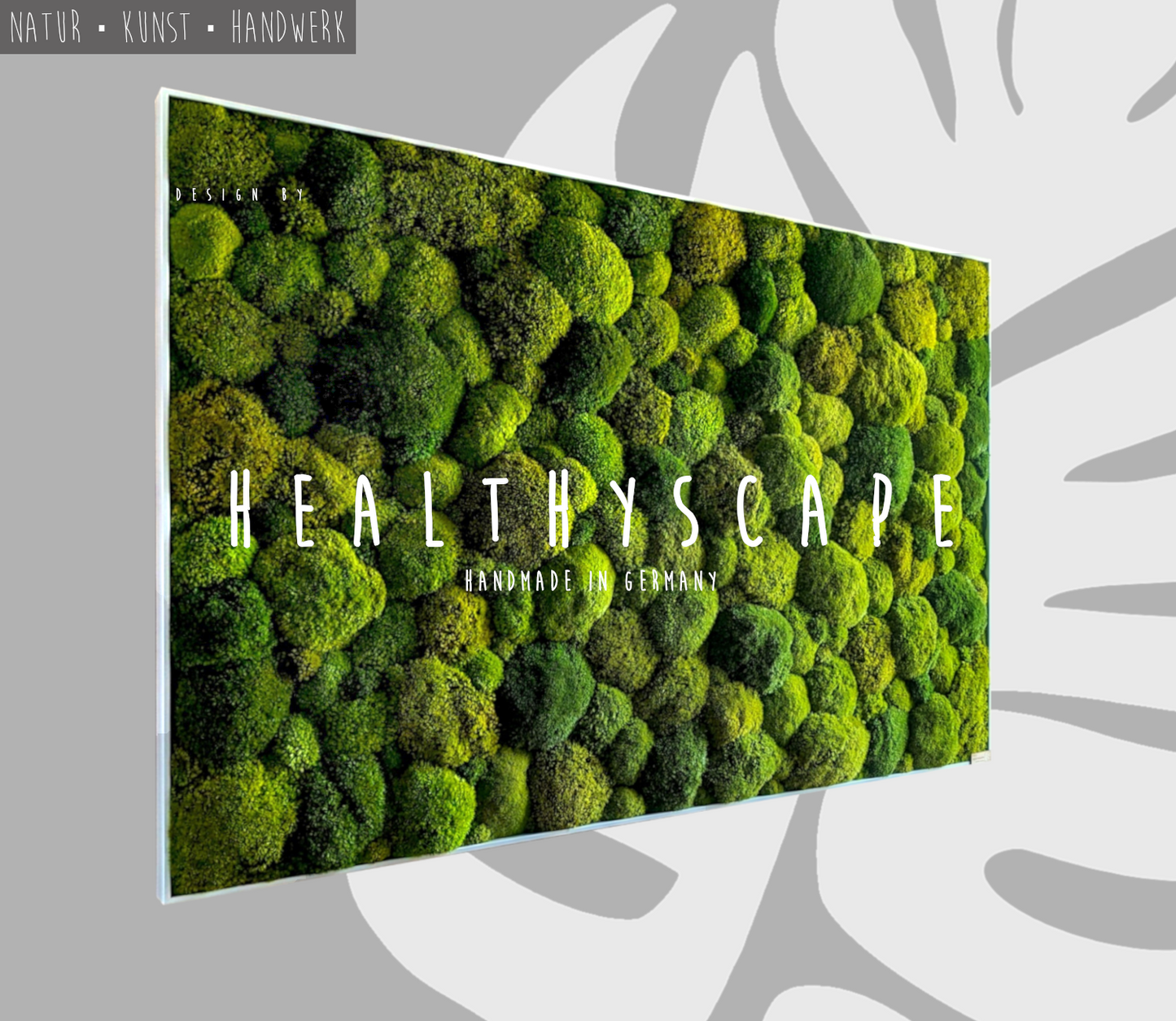 Custom-made large moss picture XXL 'Green Hills' for living room &amp; kitchen - moss mix plant picture 120-200cm