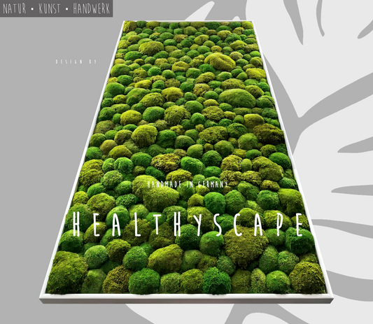 Grande image de mousse sur mesure XXL 'Green Hills' pour le salon et la cuisine - image de plantes en mélange de mousse 120-200cm