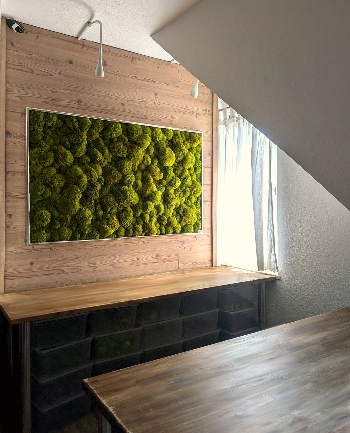 Custom-made large moss picture XXL 'Green Hills' for living room &amp; kitchen - moss mix plant picture 120-200cm